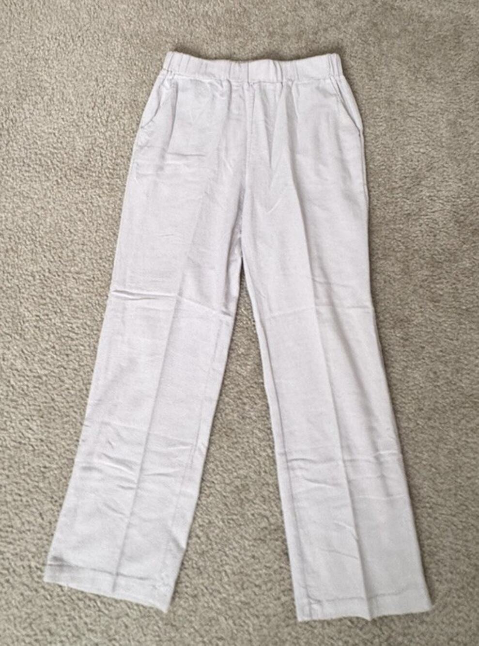 Women’s Medium Light Pink Pull On Pants Cotton Blend Elastic Waist Straight Leg